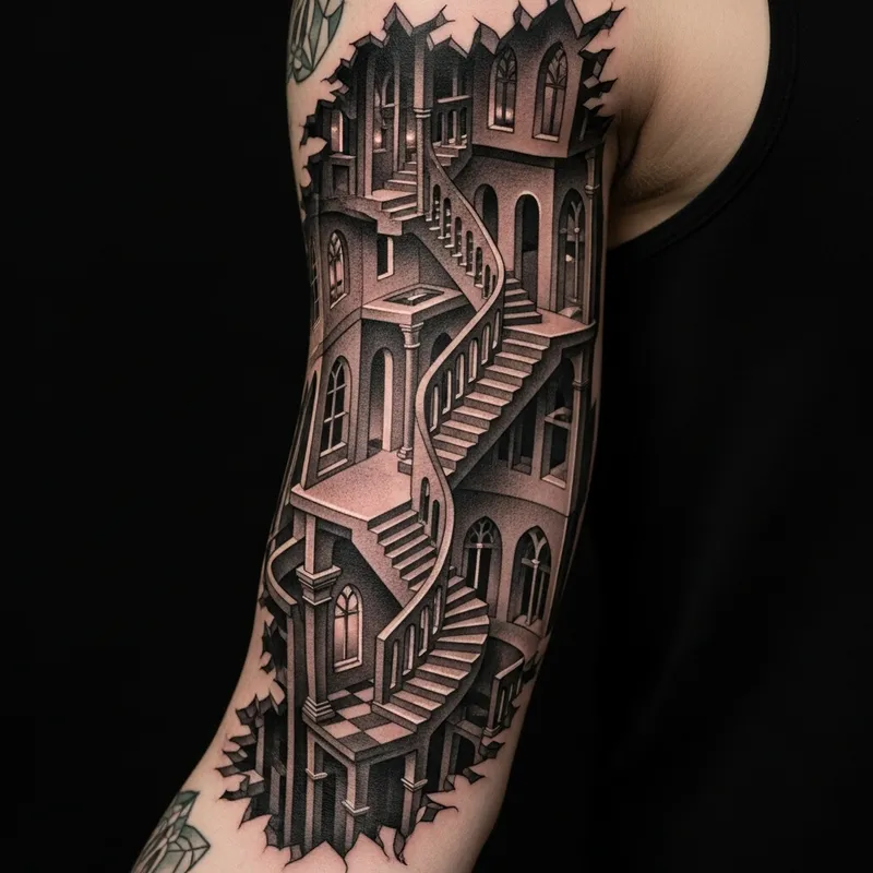 Unique Perspective Tattoo Design | Optical Illusion Ink Art