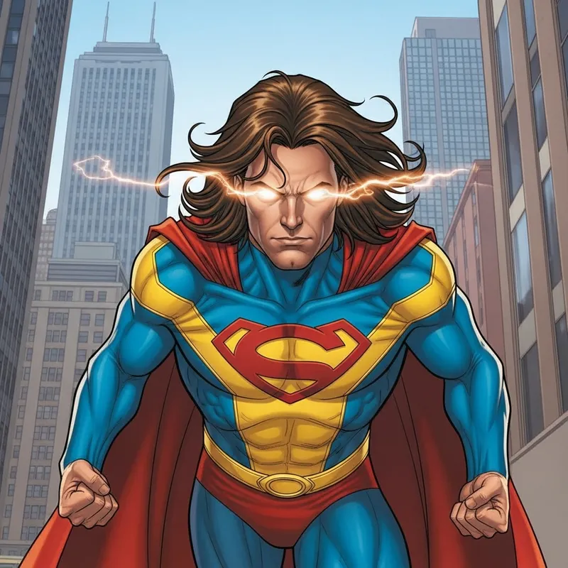 Mind Power Superhero | Long Brown Hair & Vibrant Costume