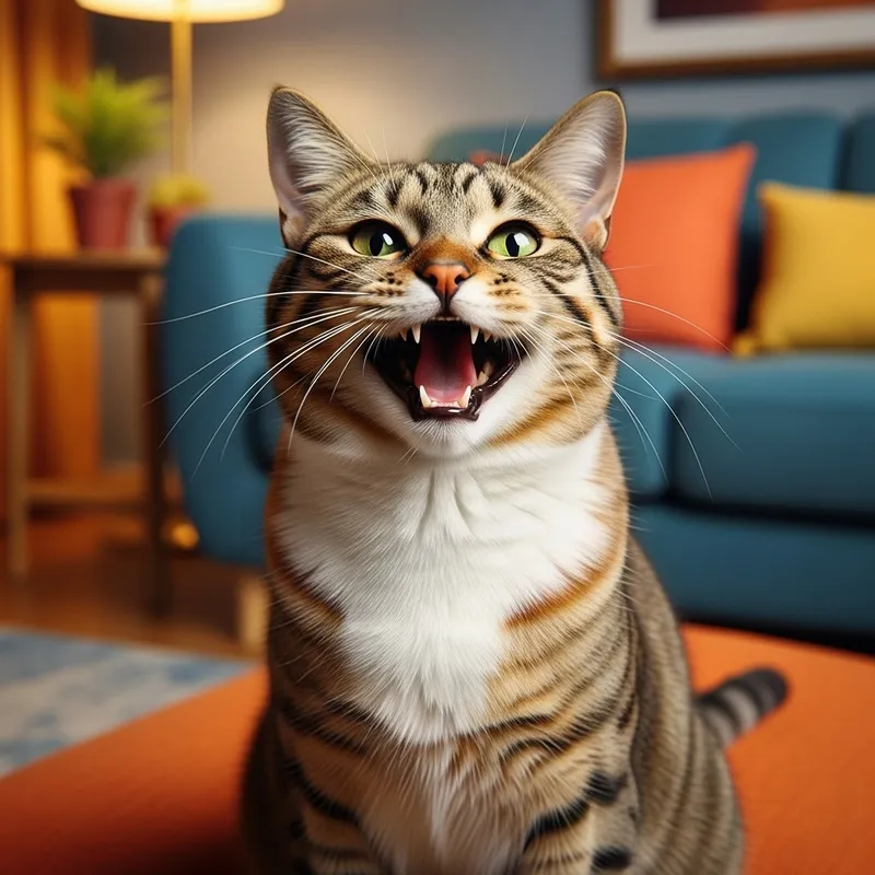 Whimsical Cat Portrait - Vibrant Pet Photography in Cozy Setting