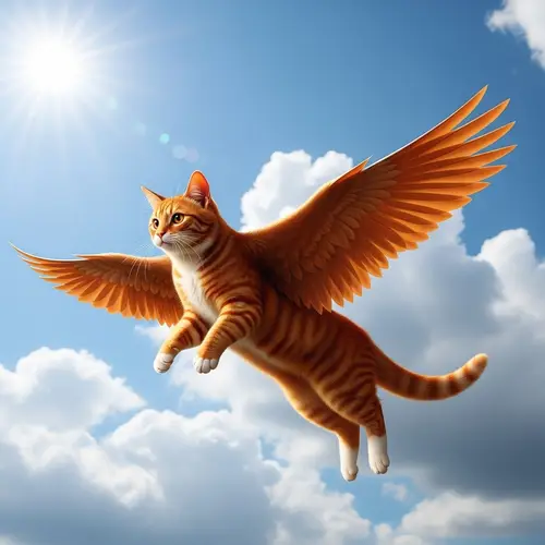 Unique Red Flying Cat - Spectacle in the Sky!