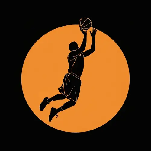 Elegant Mid-Air Basketball Player Silhouette | Sports Photography