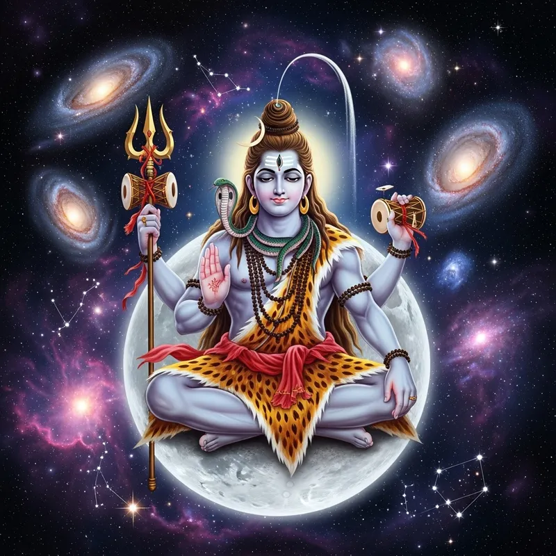 Lord Shiva in Beautiful Universe | Serene Deity of Hindu Mythology