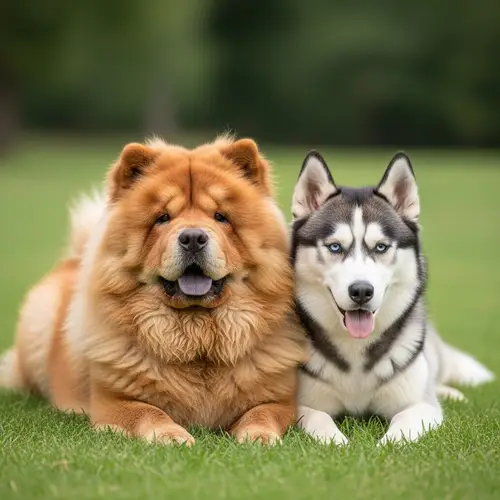 Chow Chow and Husky: Distinct Breeds Co-existing