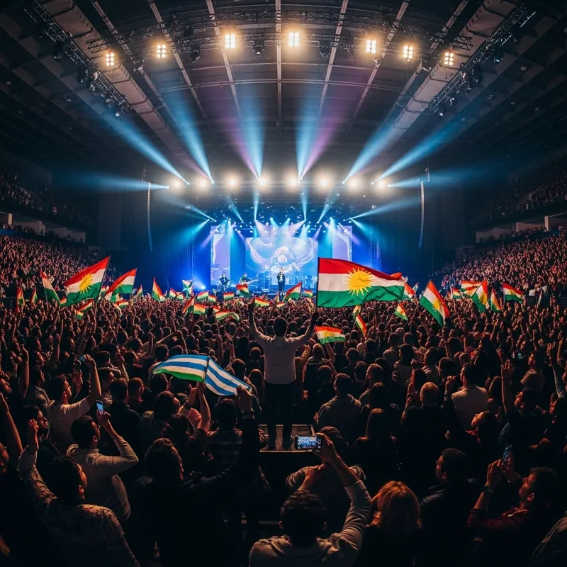 Vibrant Kurdish Flags Concert Experience | Documentary Realism