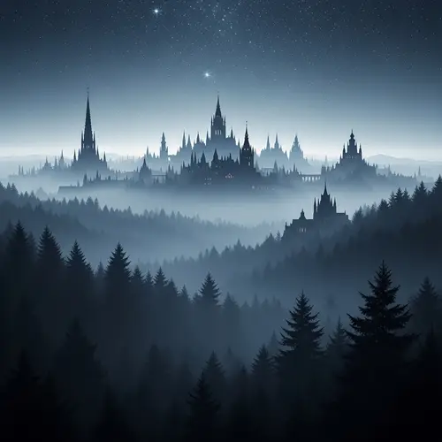 Victorian Cityscape on a Foggy Night