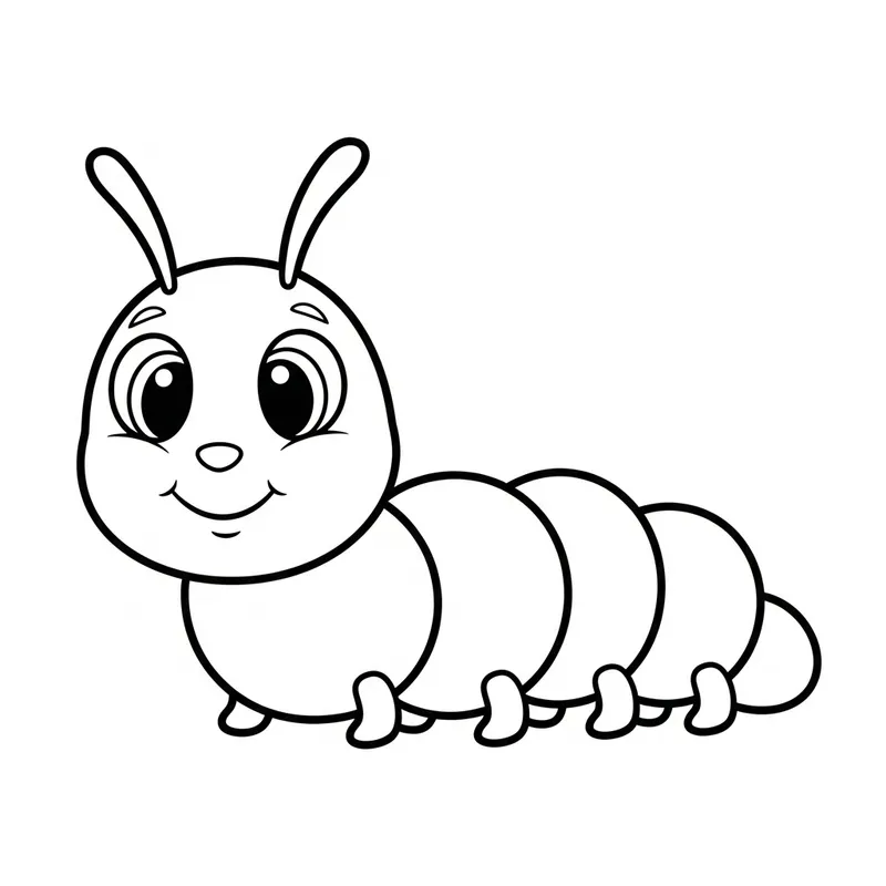 Simple and Charming Caterpillar Coloring Page for Kids