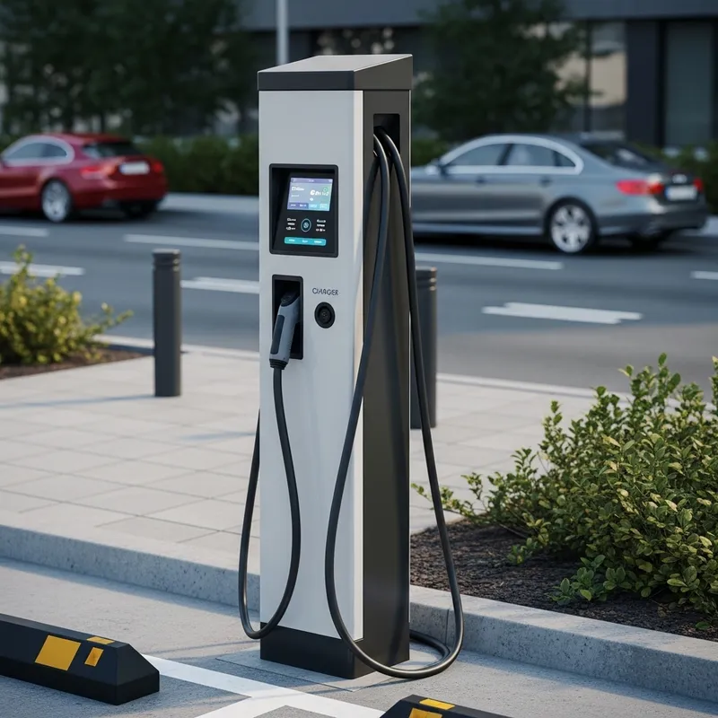 Modern Electric Vehicle Charger in Urban Setting