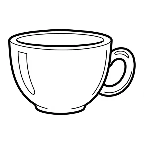 Simple & Friendly Cup Coloring Illustration for Kids | Easy to Color