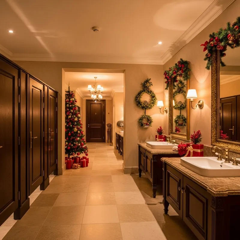 Luxurious Women's Restroom in Christmas Award Ceremony Setting