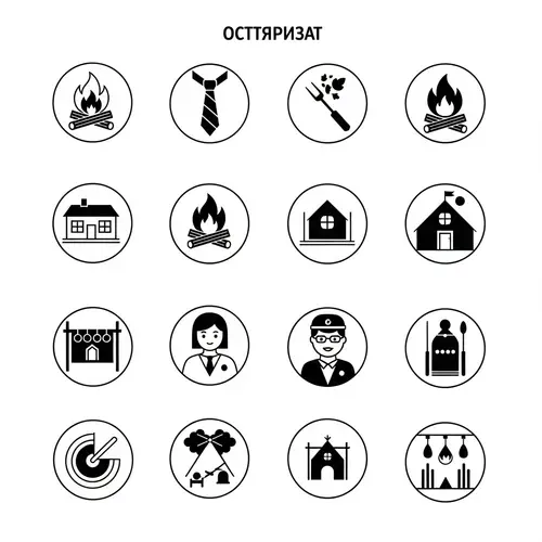 Minimalistic Children's Camp Icons | Russian Constructivism Style