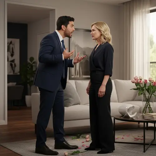 Emotional Scene of Hispanic Man Pleading with Caucasian Woman