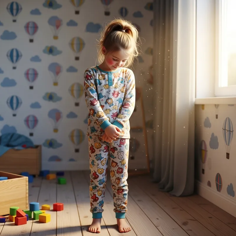Caucasian Girl in Playful Bedroom Decor
