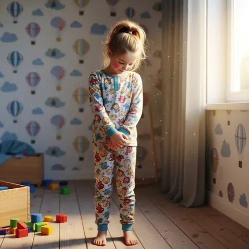 Caucasian Girl in Playful Bedroom Decor