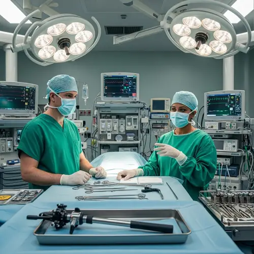 Operating Room Scene with Cystoscope and Surgeons