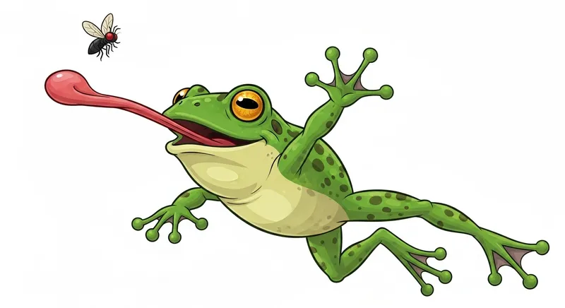 Playful Green Frog in Vibrant Leap - Animated Cartoons Style