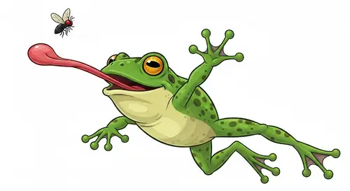 Lively Green Frog in Dynamic Leap - Cell Shading Style