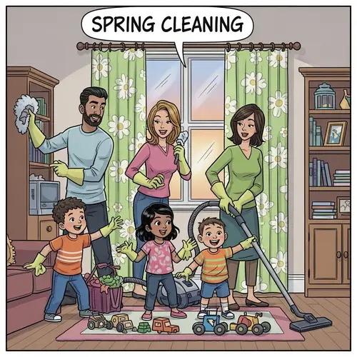 Spring Cleaning Comic Strip: Family Fun and Laughter