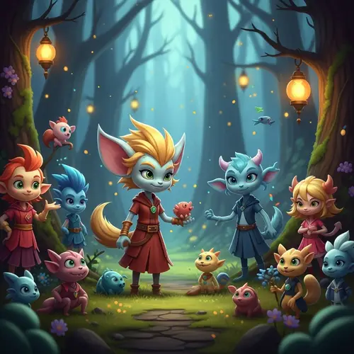 Mystical Forest with Magical Creatures: Vibrant & Enchanting