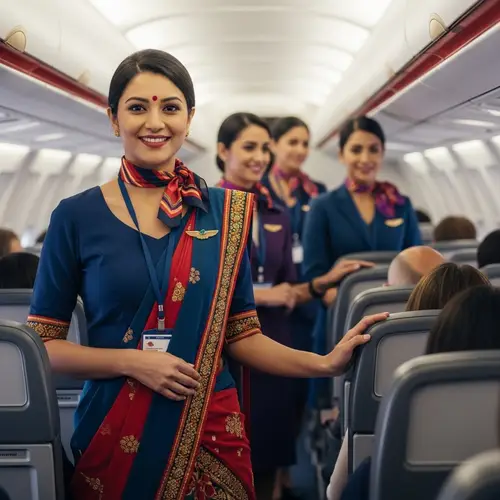 South Asian Female Flight Attendant | Traditional Indian Attire