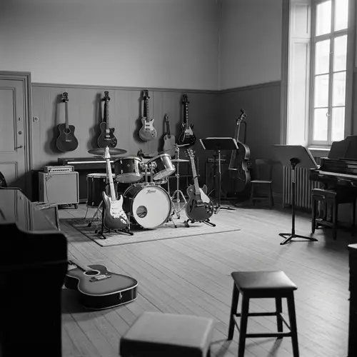 1930s Rehearsal Room with Musical Instruments