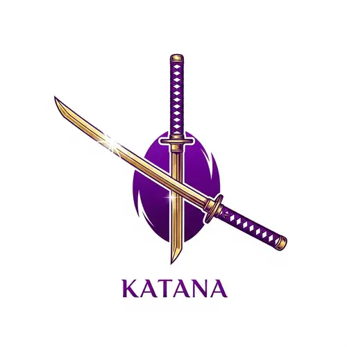 Gold & Purple Katana Sword Logo Design