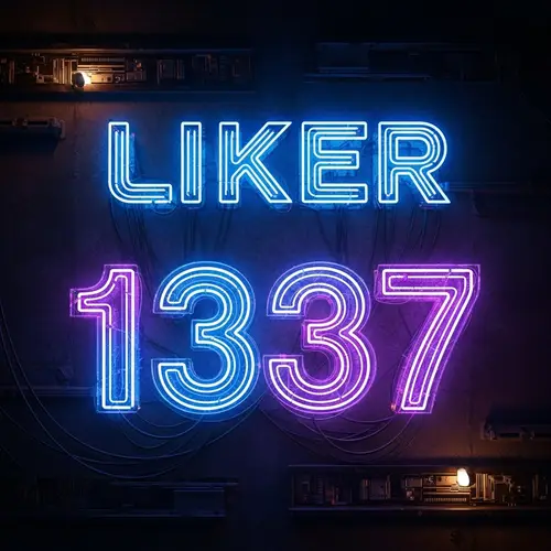 1337 Neon Artwork: Modern Digital Design on Grungy Wall