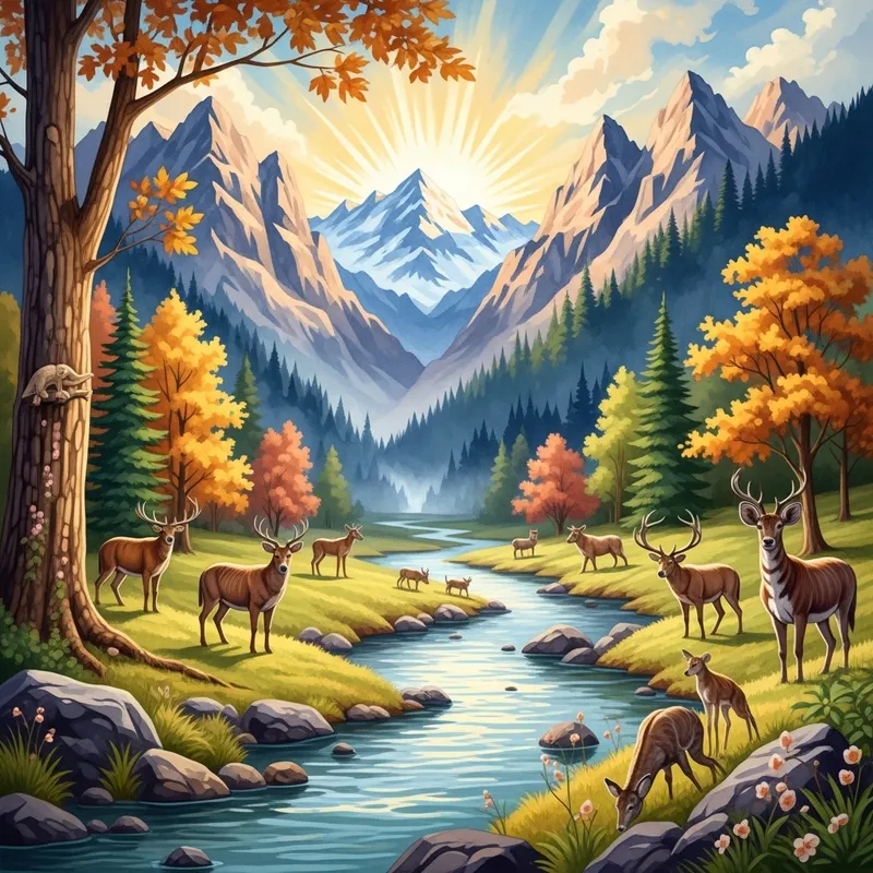 Watercolor Nature: Majestic Mountains, Vibrant Forests