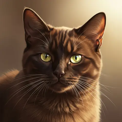 Mysterious Brown Cat | Realistic Painting in Earth Tones