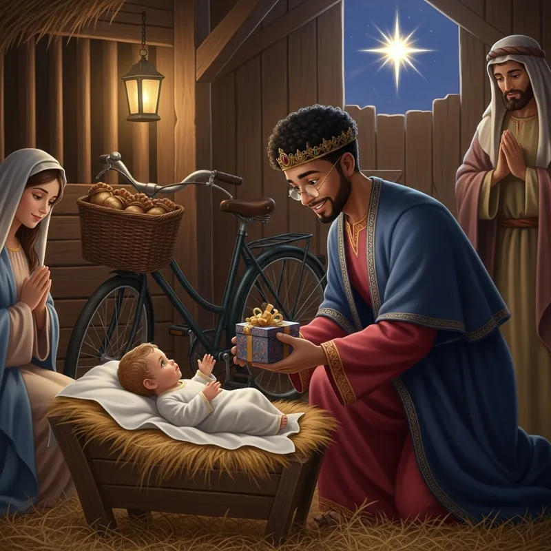 Gabriel Boric as Wise Man with Bicycle - Nativity Scene Gift