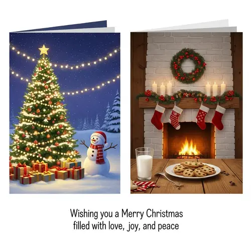 Festive Christmas Card Design | Peaceful Snowy Scene Inside and Out