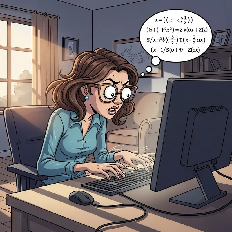 Professional Woman with Brown Wavy Hair and Glasses Working on Computer