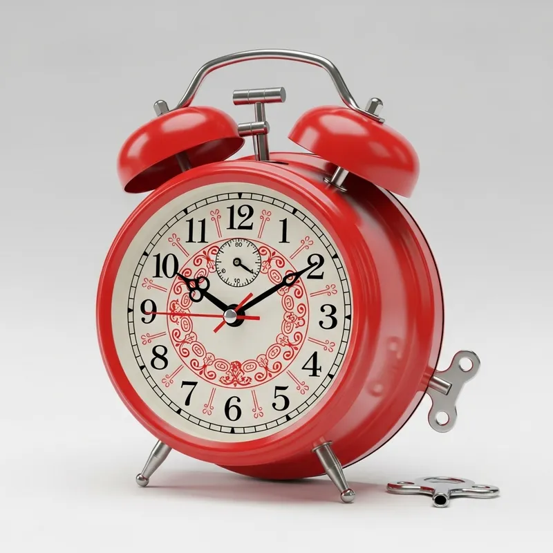 Vintage Red Alarm Clock Design - Antique Style