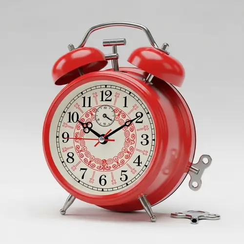 Vintage Red Alarm Clock Design - Antique Style