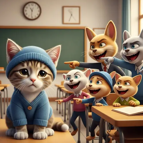 Heart-Tugging Feline Bullying Scene | Animated School Setting