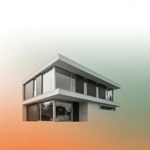 Modern House Background for Building Company | Orange, Grey, Green, and White