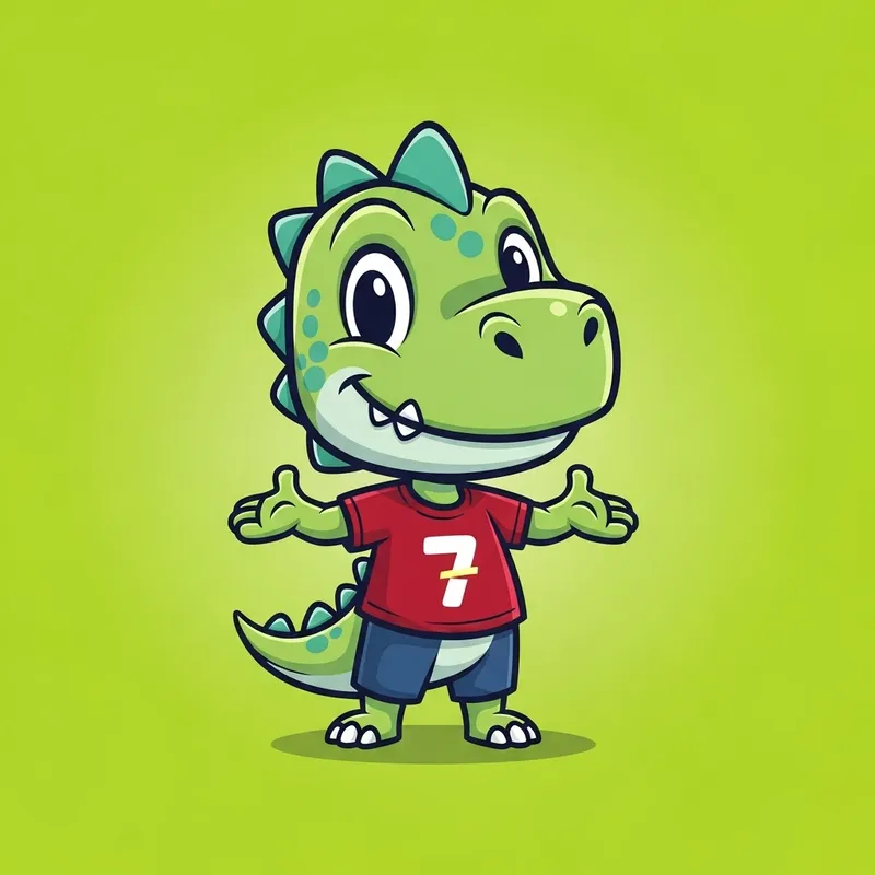 Animated Dinosaur Boy Logo on Green Background