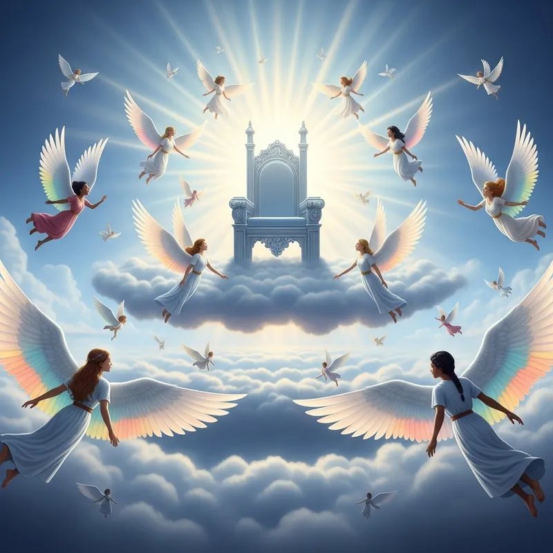 Angels Flying Around Heavenly Throne | Ethereal Divine Scene Angels Flying Around Heavenly Throne | Ethereal Divine Scene