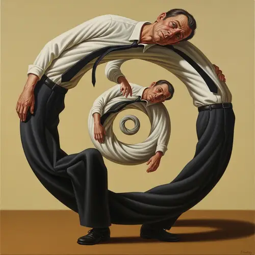 Twisted & Contorted: Middle-Aged Man as Mobius Strip