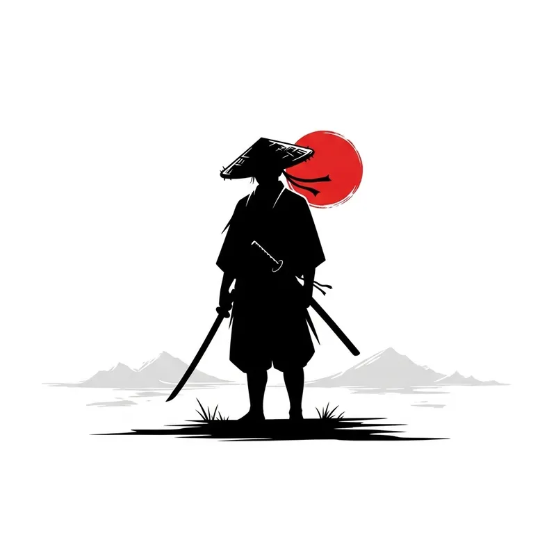 Ronin Minimalist Icon | Red Black Grey White