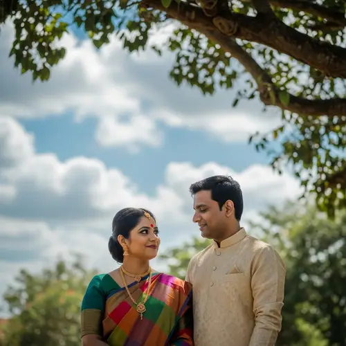 Traditional Indian Couple Standing Outdoors | Strong Bond