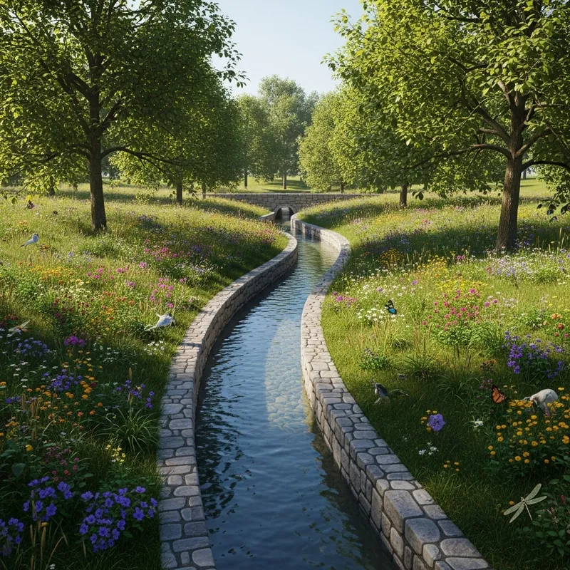 Serene Drainage Channel System: Where Nature and Engineering Meet