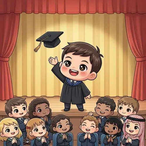 Adorable Chibi Kindergarten Graduate Image | Graduation Excitement