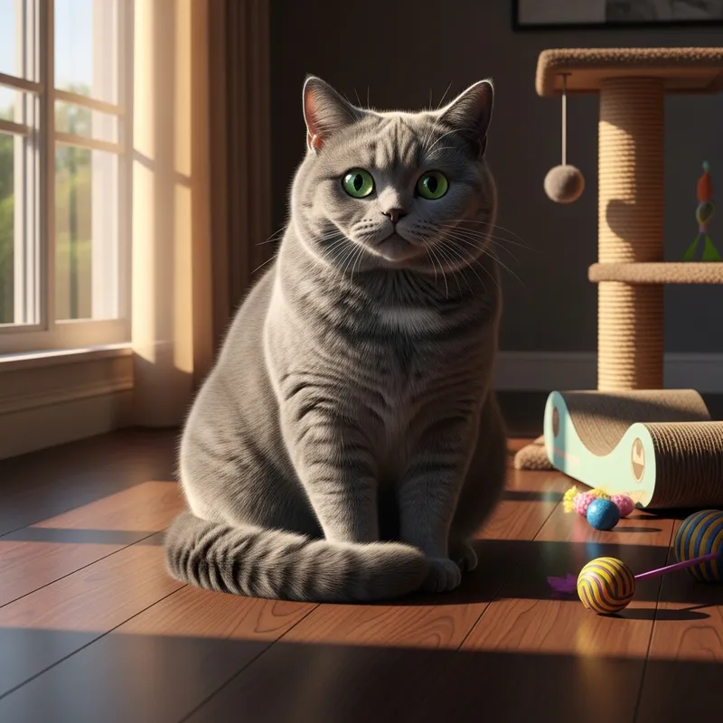 Beautiful British Shorthair Cat in a Serene Setting Beautiful British Shorthair Cat in a Serene Setting