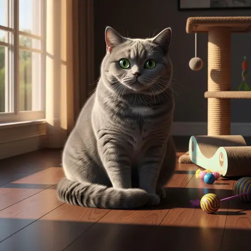 British Shorthair Cat in Calm Serene Environment