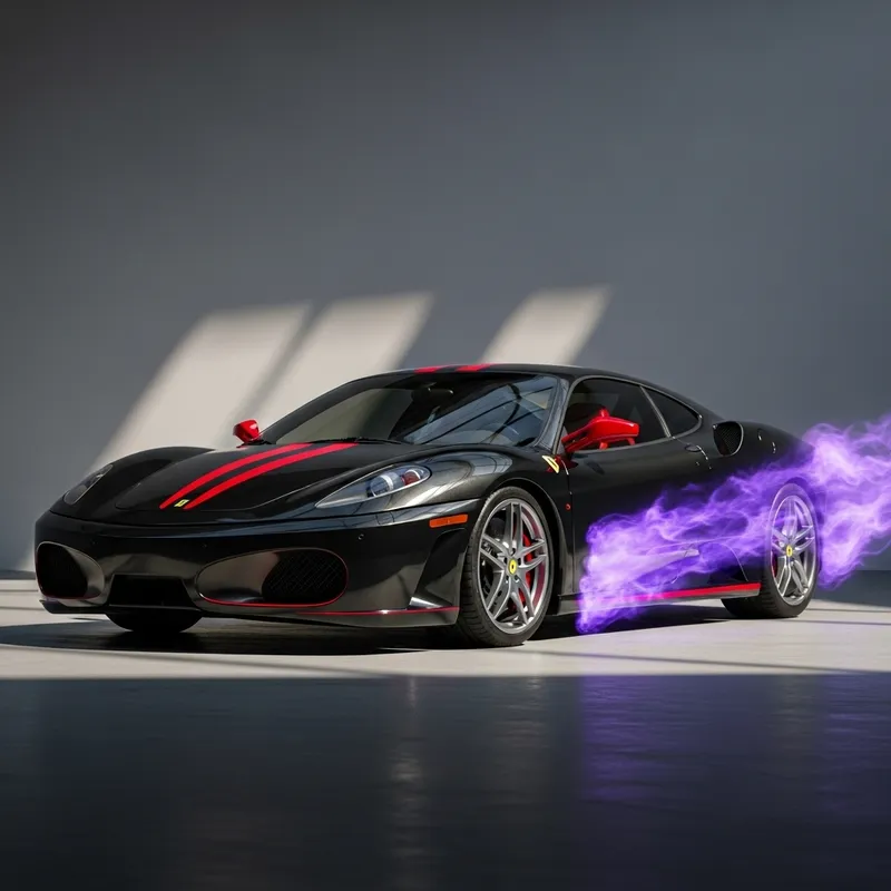 Sleek Black & Red Ferrari F430 with Unique Violet Flames Sleek Black & Red Ferrari F430 with Unique Violet Flames