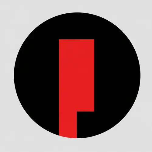 Circle with Rectangle: Bold Black and Red Design