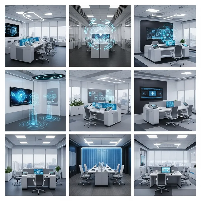 High-Tech Modern Office Building Interior | Main Floor & Five High-Tech Rooms