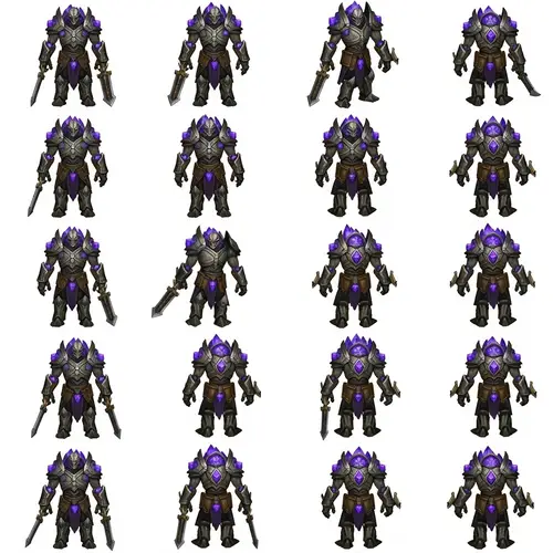 Warforged Armorer Artificer with Purple Crystals Sprite Sheet
