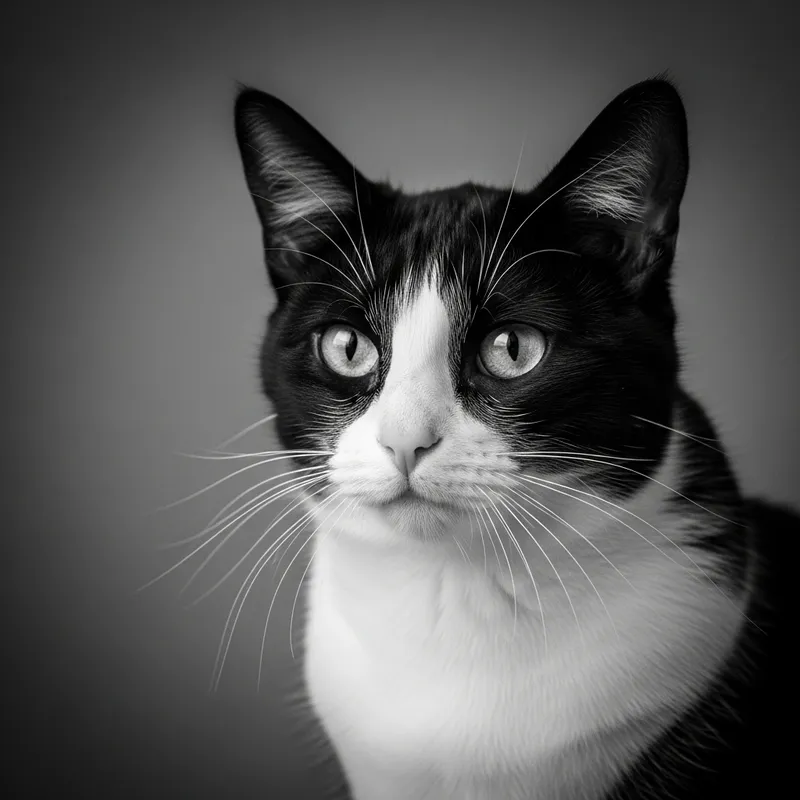 Black and White Cat in High Contrast | 2-Color Monochrome