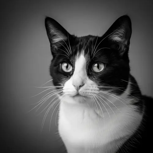 Black and White Cat in High Contrast | Monochrome Style